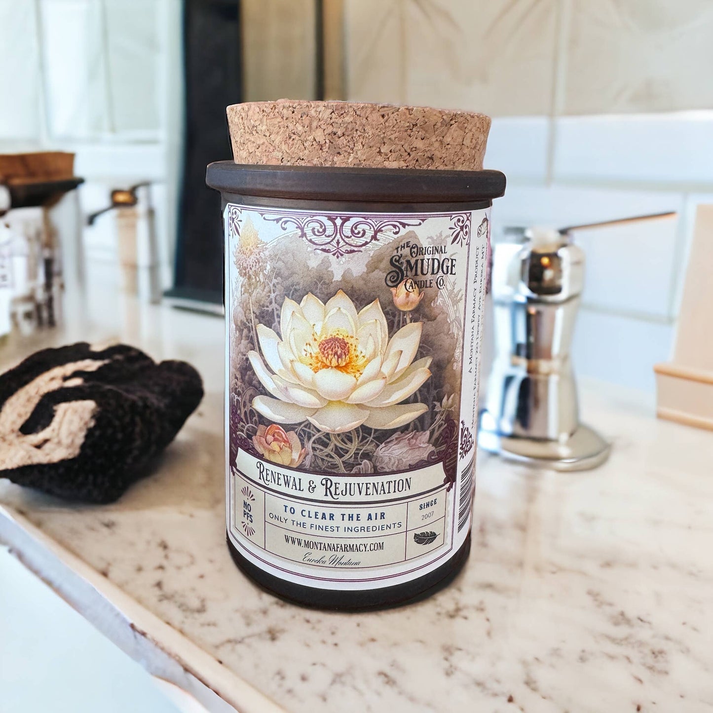 Renewal & Rejuvenation Smudge Candle Lotus of bright & light