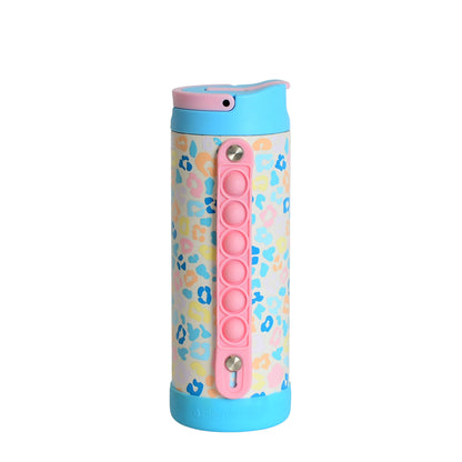 Fidget Strap Kids Stainless Bottle 14oz Pastel Leopard