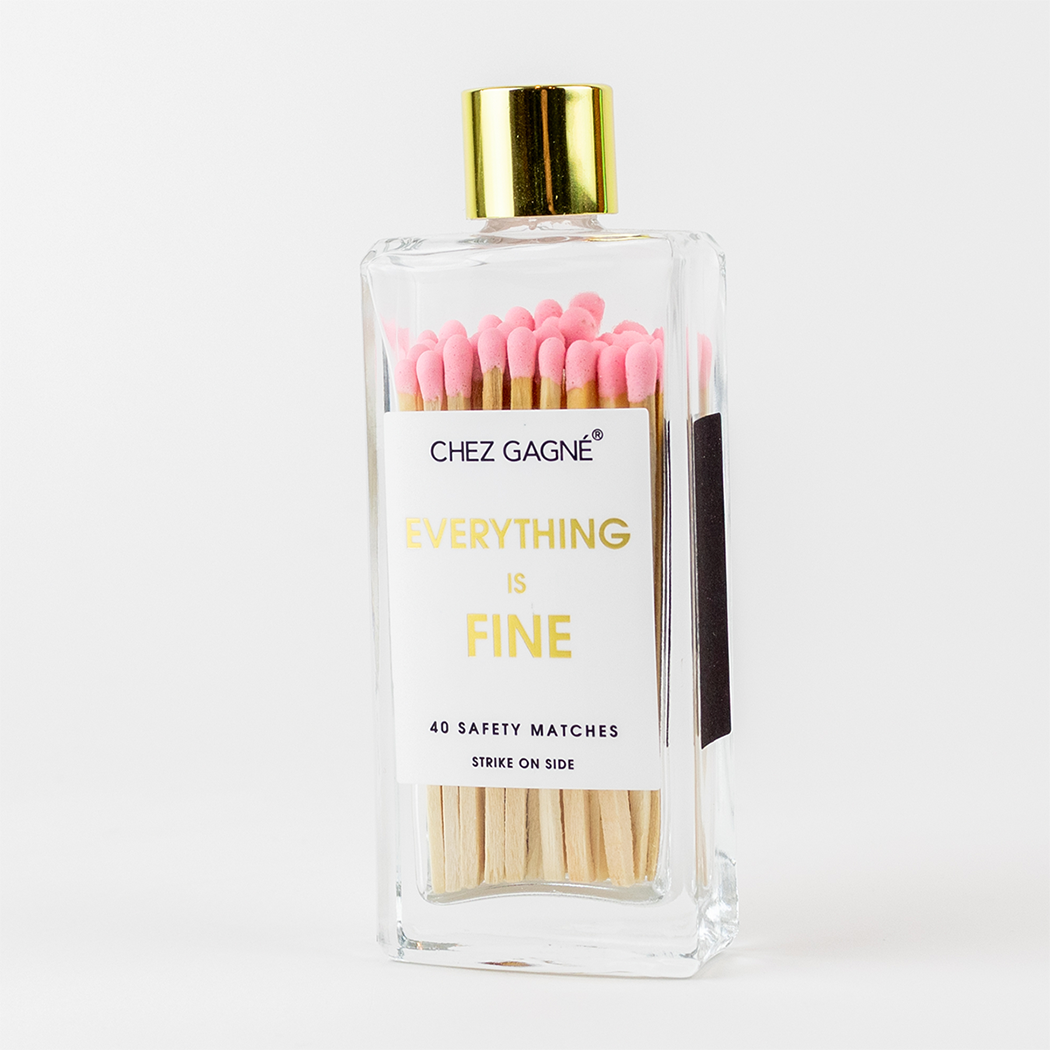 Chez Gagné - Everything is Fine - Glass Bottle Safety Matches - Pink