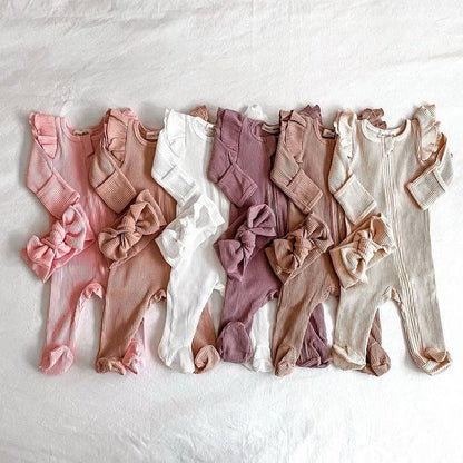 Baby Girl Cotton Romper - White