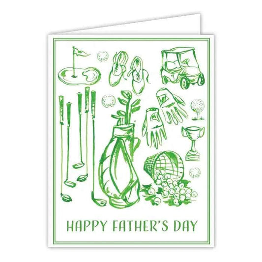 Happy Father's Day Green Golf Icons Greeting Card