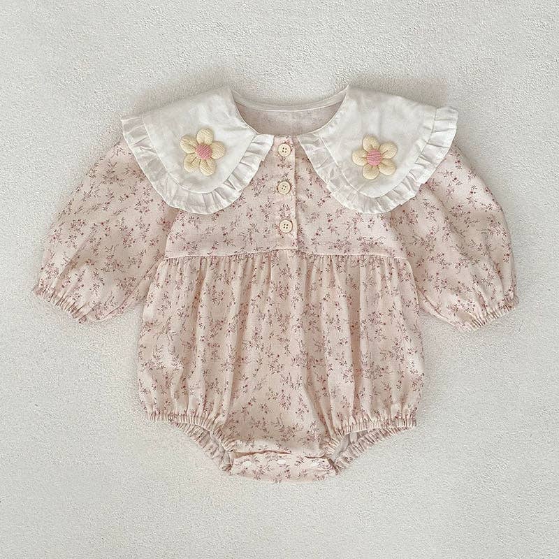 Baby Girls Flower Long-sleeved Bodysuit