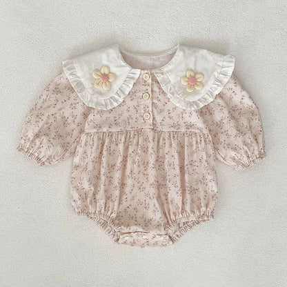 Baby Girls Flower Long-sleeved Bodysuit