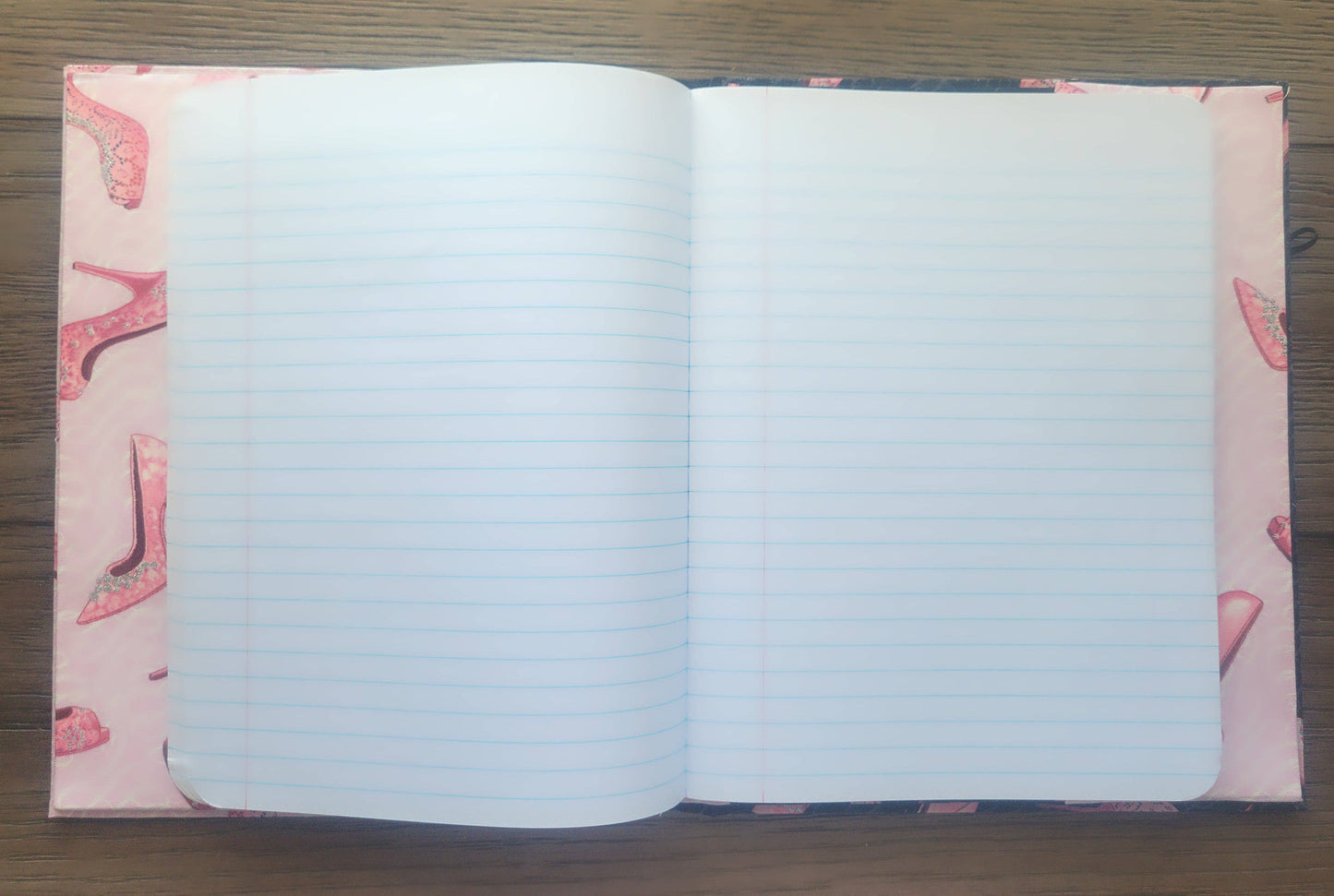 Fabric Covered Hardcover Notebook Composition Book Cover - Pink & Black Stilettos