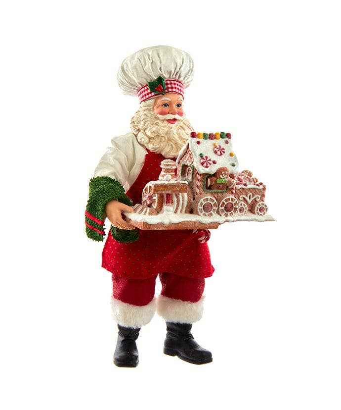 11"Fabrche Chef Santa+Gingrbd Train