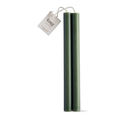 Taper Candle Set 2, Dark Green 10"