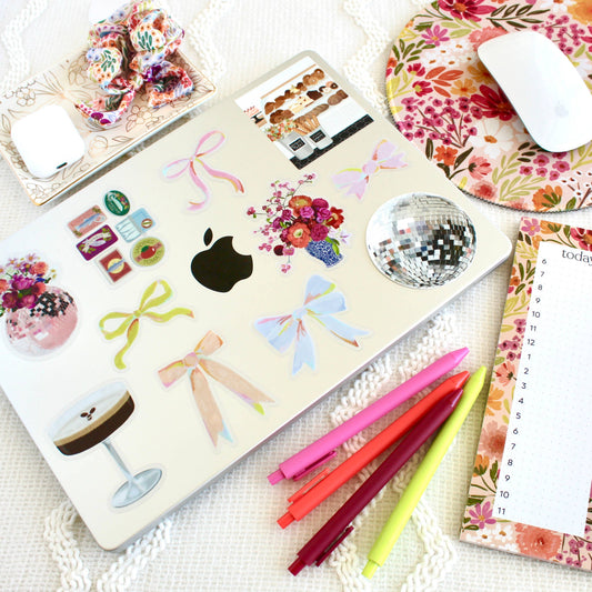 Clear Blush Bow Sticker