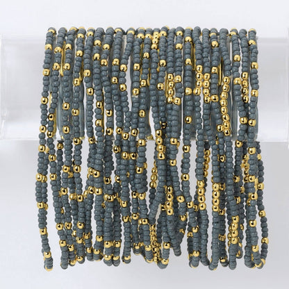 Iris espléndido - Juego de 24 pulseras de cuentas de semillas de 2 mm de color liso