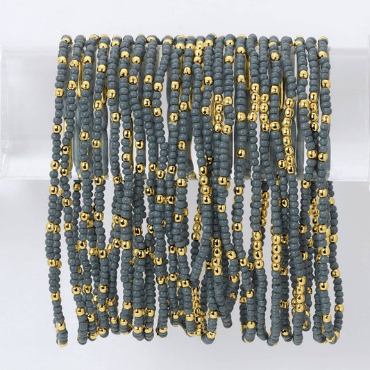 Splendid Iris - Set/24 Solid Color 2mm Seed Bead Bracelets
