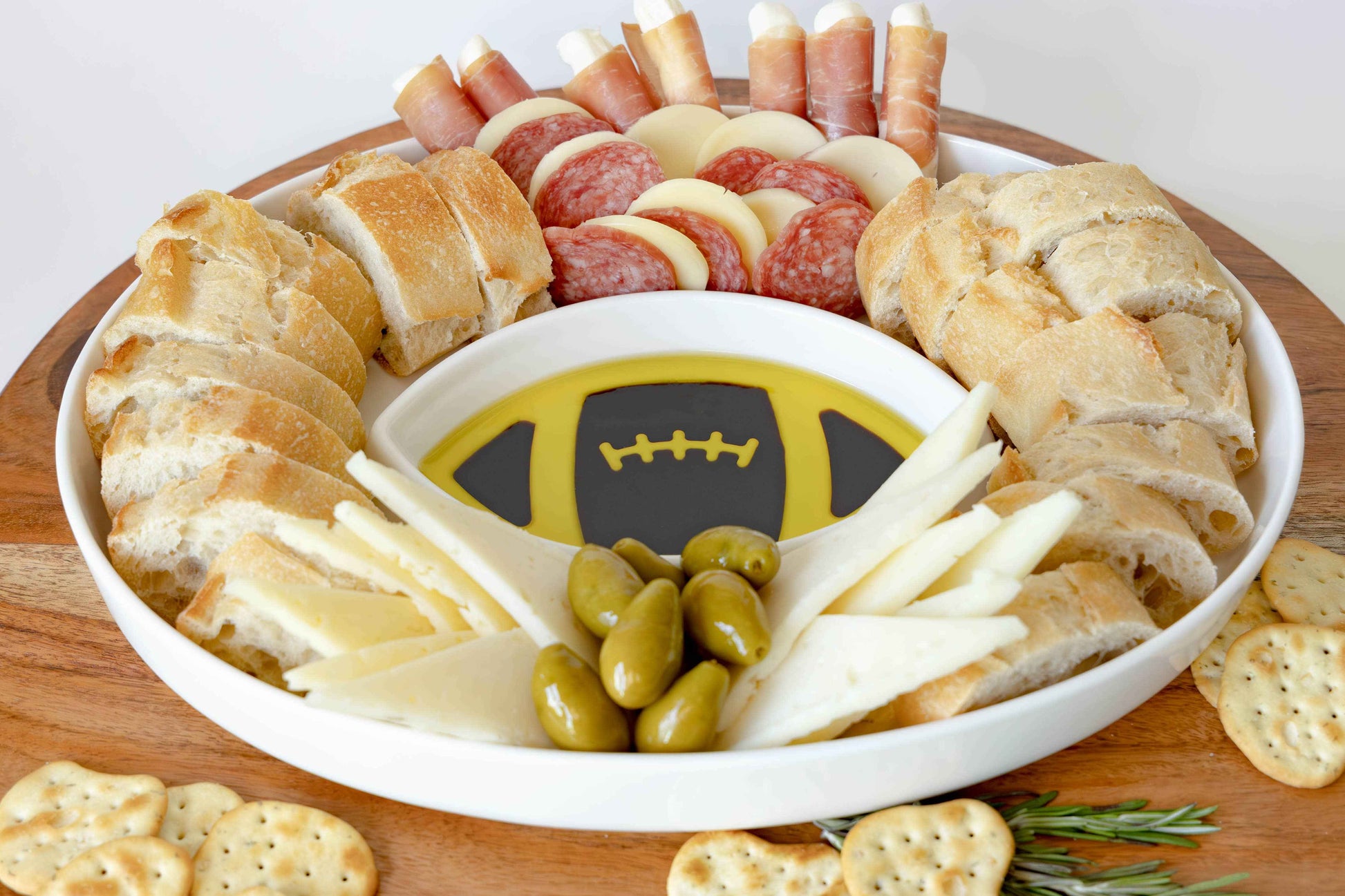 Olive Oil and Vinegar Football Dipping Tray