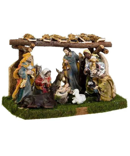 Nativity Set W/8 2-3.25"Figs+4.5x7"Stabl