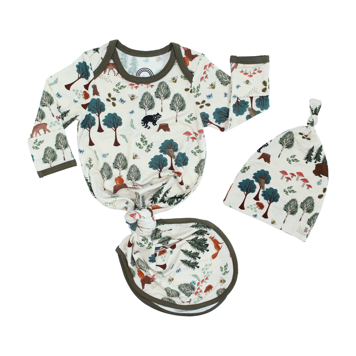 In the Woods Bamboo Gown and Hat Newborn Baby Gift Set