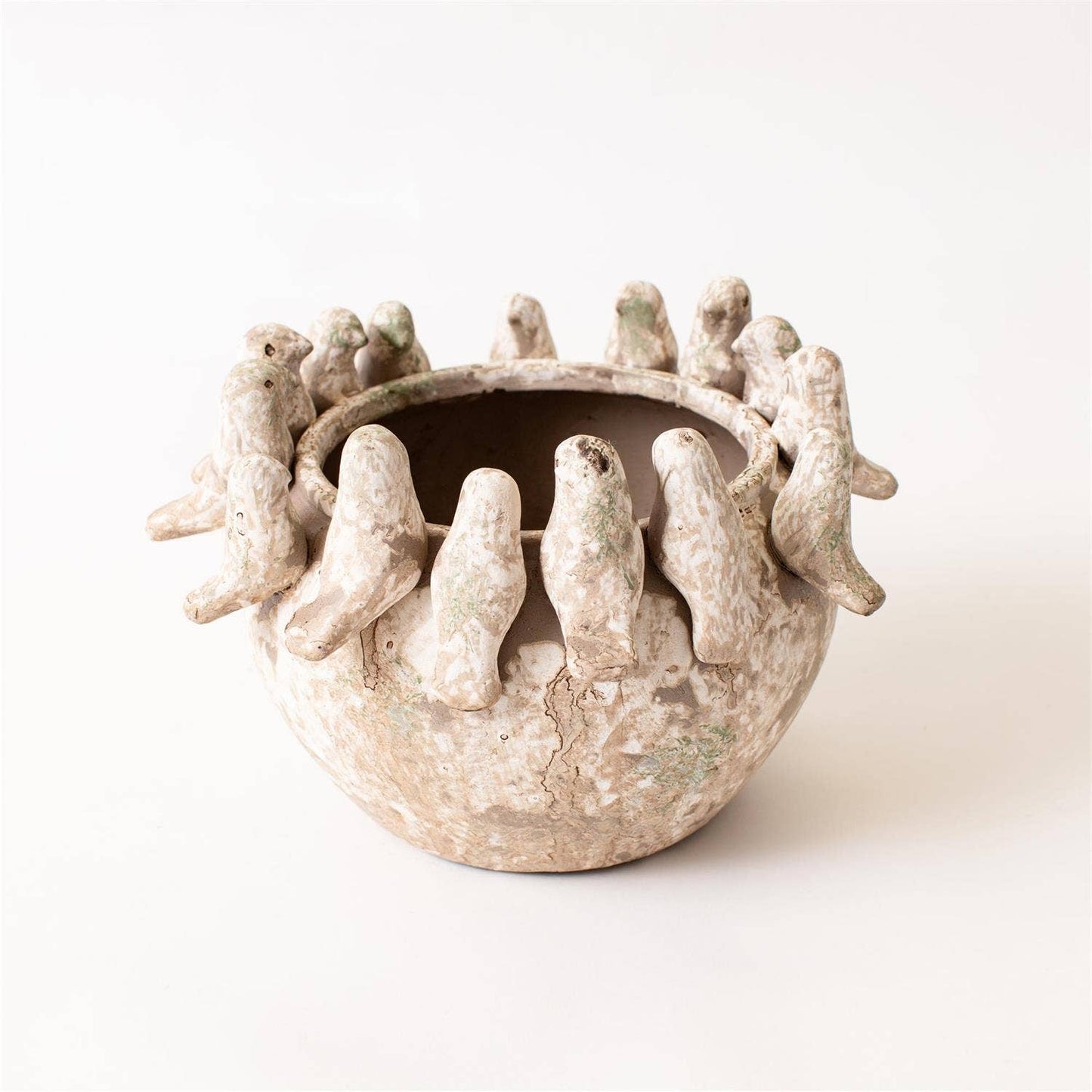 Planter - Rustic Glaze With Birds All Around