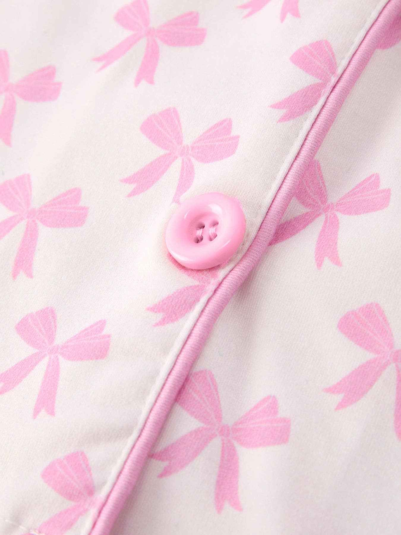 Mommy & Me Pink Bow Print Ruffle Pajama Set: 2 / KIDS