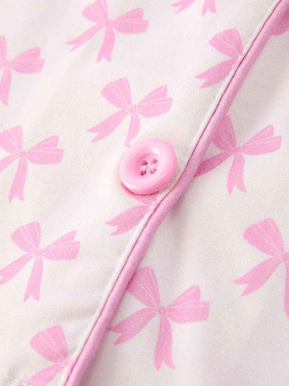 Mommy & Me Pink Bow Print Ruffle Pajama Set: 3 / KIDS