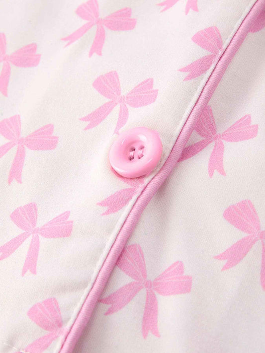 Mommy & Me Pink Bow Print Ruffle Pajama Set: 3 / KIDS