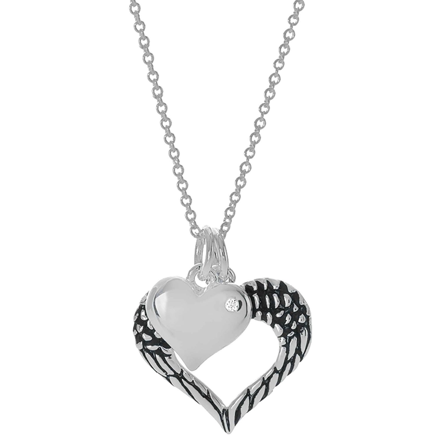 Necklace Psalm 91:4 Heart Angel Wing 18L