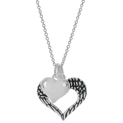 Necklace Psalm 91:4 Heart Angel Wing 18L