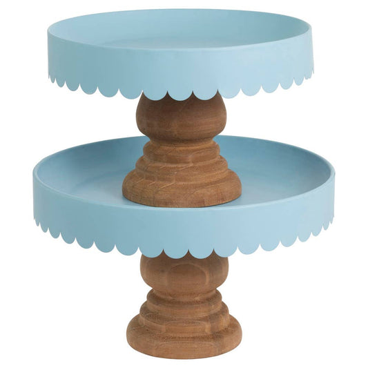 Blue Sky Scallop Decor Metal & Wood Stand - SMALL ONLY-