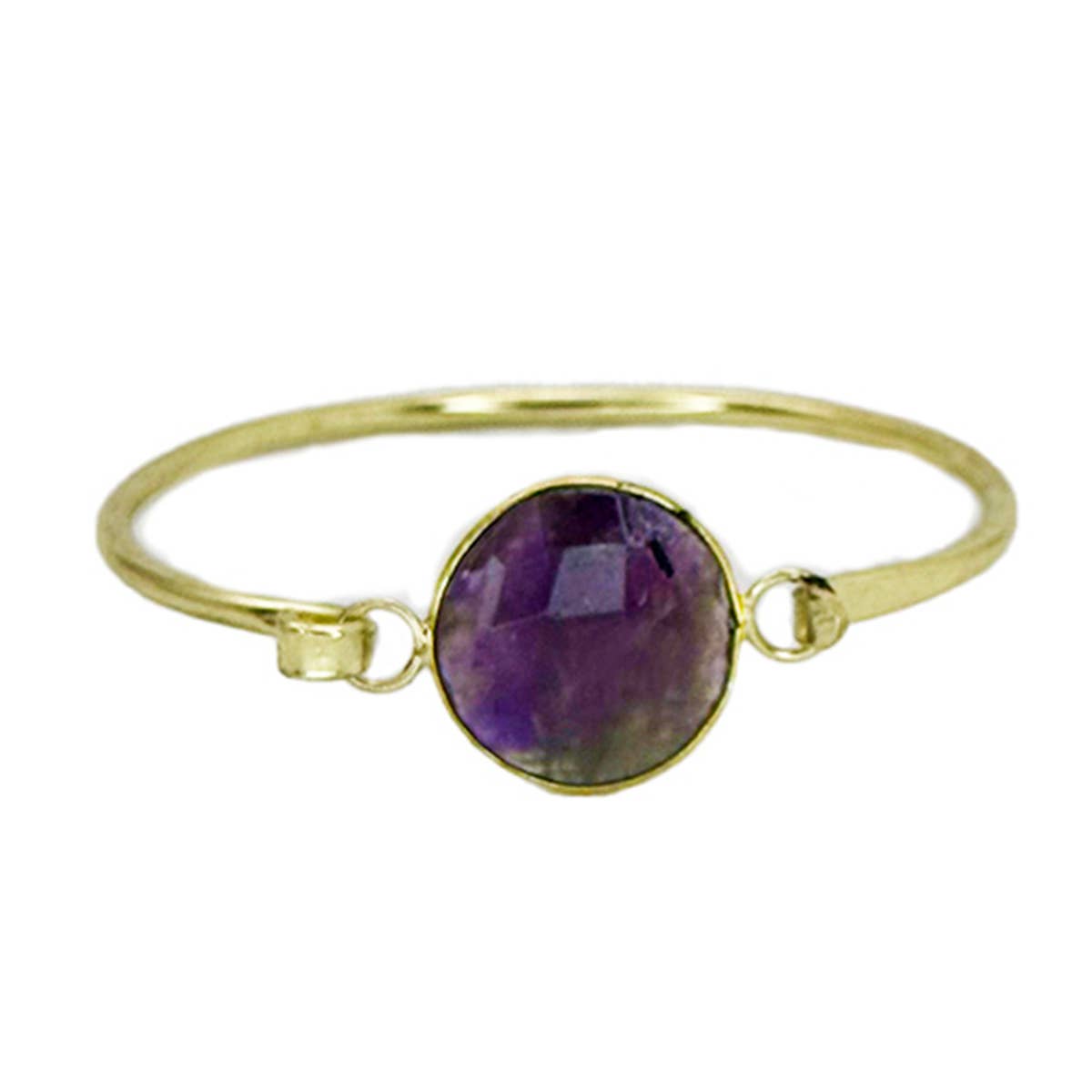 Gold Plated Bracelet with Semi-Precious Stone - Amethyst