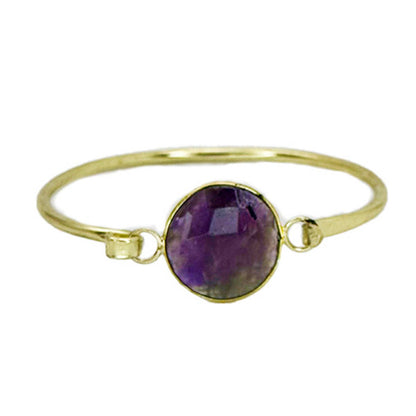 Gold Plated Bracelet with Semi-Precious Stone - Amethyst