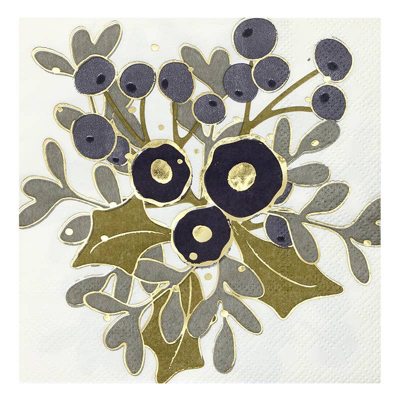 Ceramic Napkin Tray + Napkins - Holly