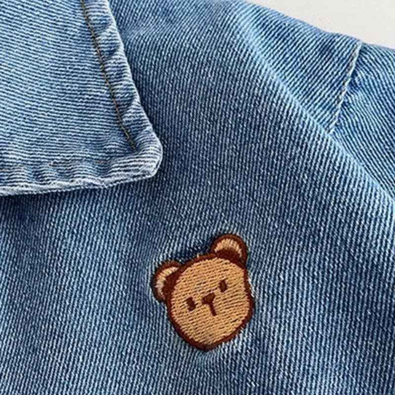 Baby Bear Denim Romper: Dark blue / 9-12M