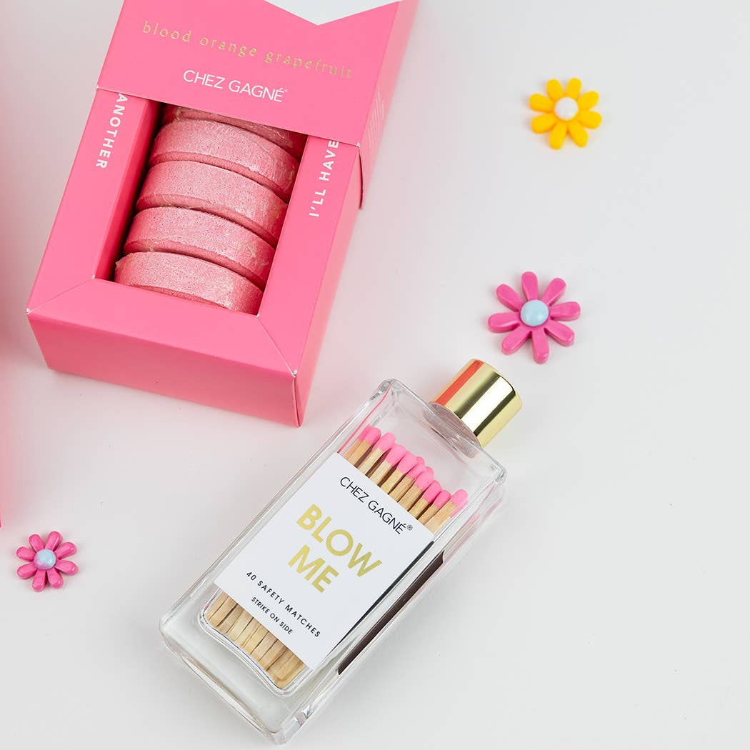 Chez Gagné - Blow Me - Glass Bottle Safety Matches - Pink