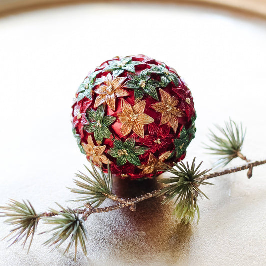 Dekorasyon Gifts  Decor - 3" Stargazer Ball Orn (Red/Citron)