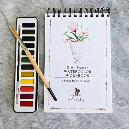 Watercolor Workbook, Spiral Bound, Birth Month Flowers