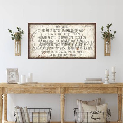 Cuadro de lienzo cristiano para pared de Olive Branch Farmhouse - La oración del Señor Mateo 6:5