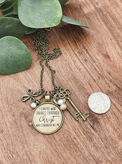 Ivy Barn Designs - Todo lo puedo en Cristo Filipenses 4:13 collar