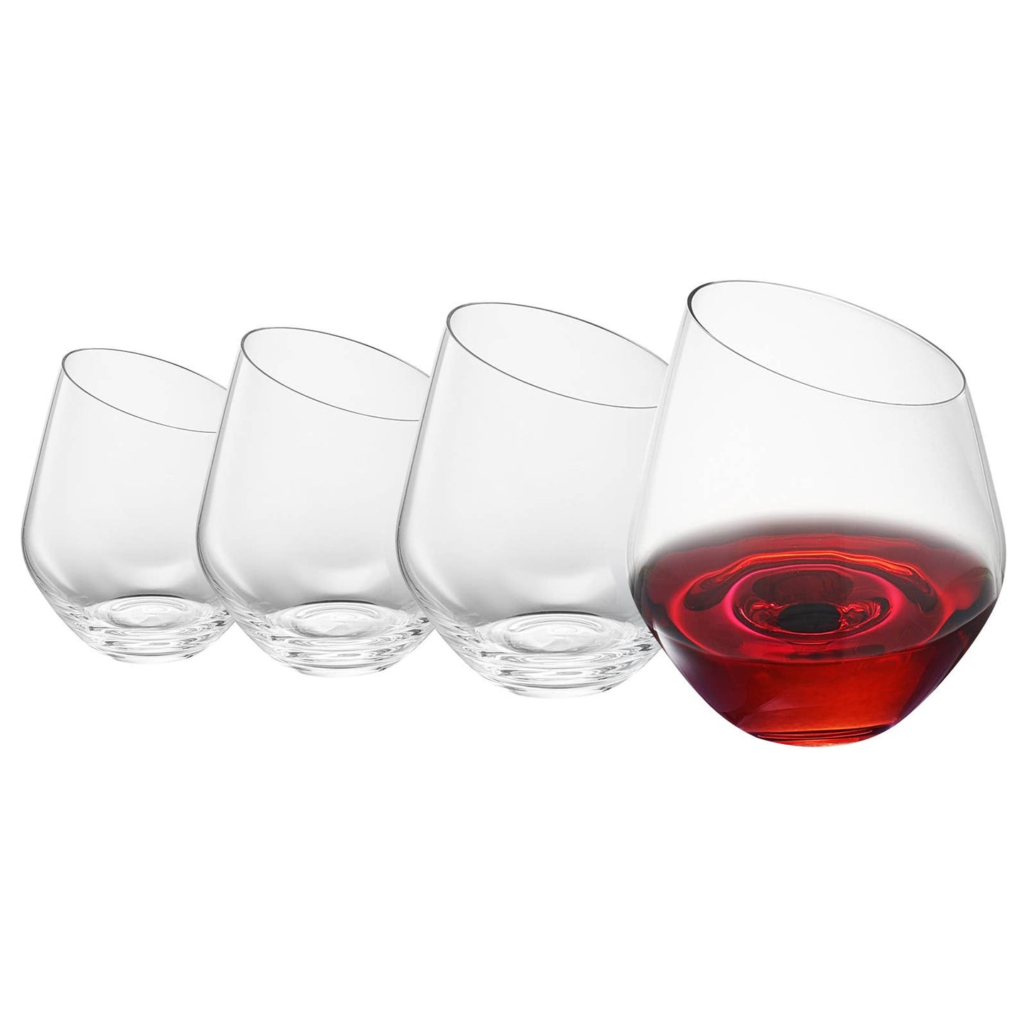 Slanted Clear Stemless Wine Glass | Set of 4