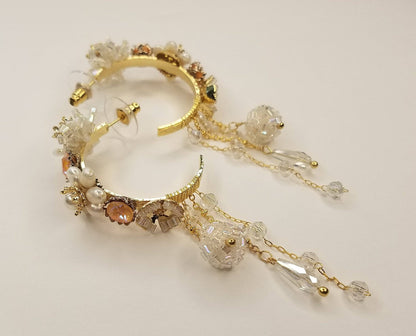 Handmade Fancy Hoop Earrings w/ Swarovski elements
