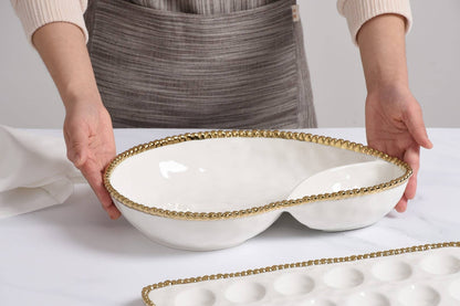 2 Section Serving Pc Gold Trim