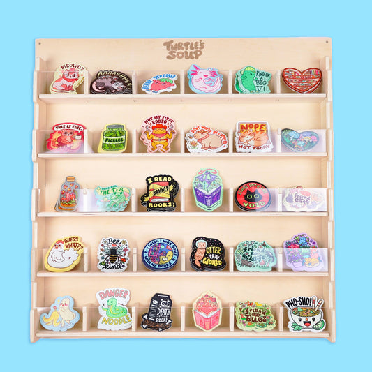 30 Pocket Wooden Vinyl Sticker Wall Display Retail Fixtures