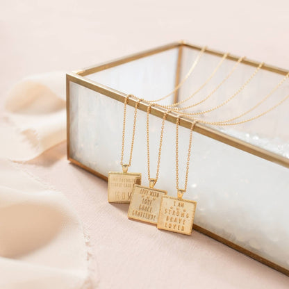 Love, Grace, Gratitude Etched Necklace