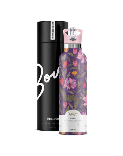 Morriset | Purple Floral Brocade 25 oz Insulated Bottle