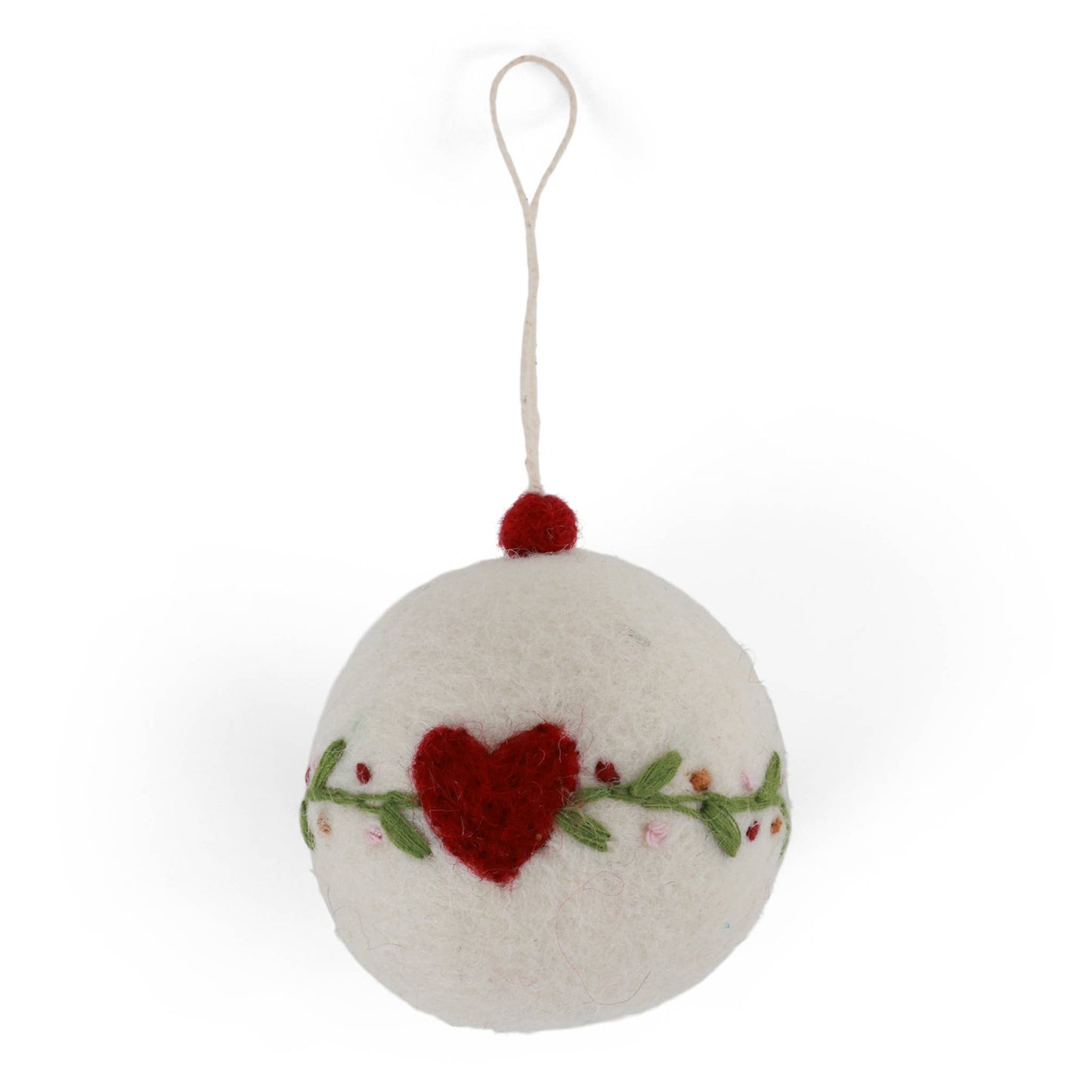 Gry and Sif - Christmas Bauble - White w/Heart & Garland