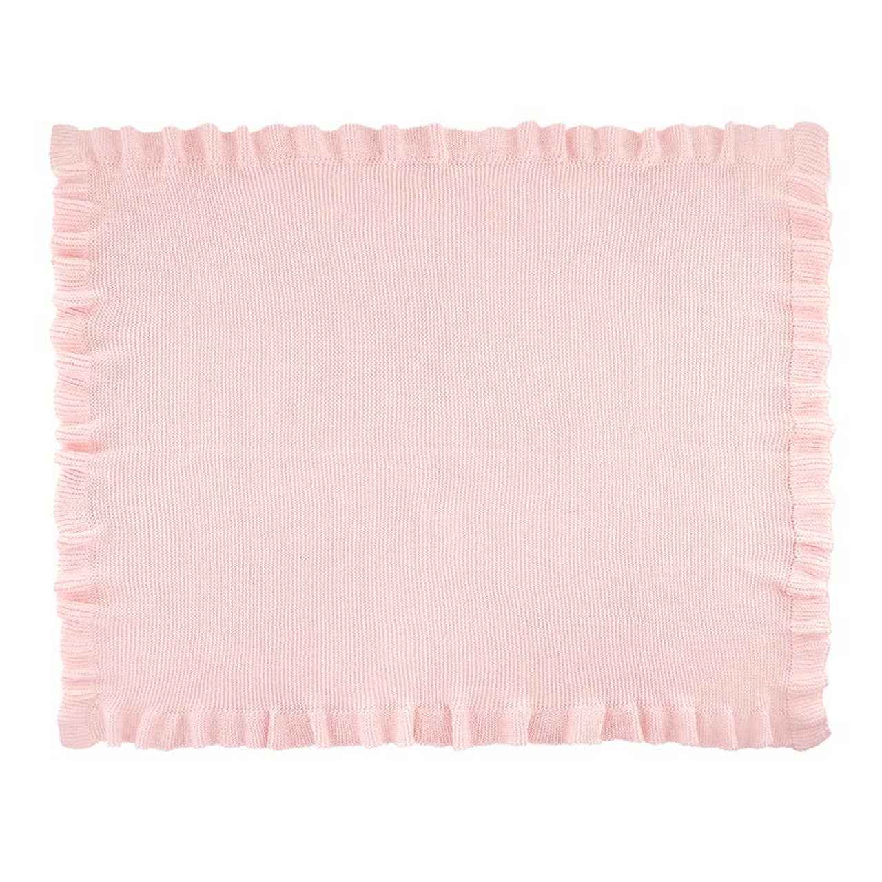 Knit Blankets with Ruffle - Pink: 100% cotton / 40" W x 32" H