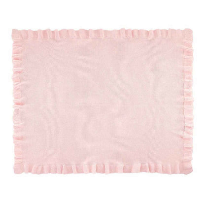 Knit Blankets with Ruffle - Pink: 100% cotton / 40" W x 32" H