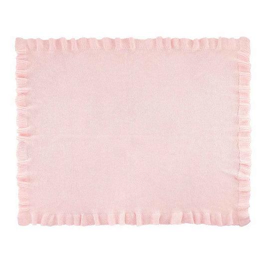 Knit Blankets with Ruffle - Pink: 100% cotton / 40" W x 32" H
