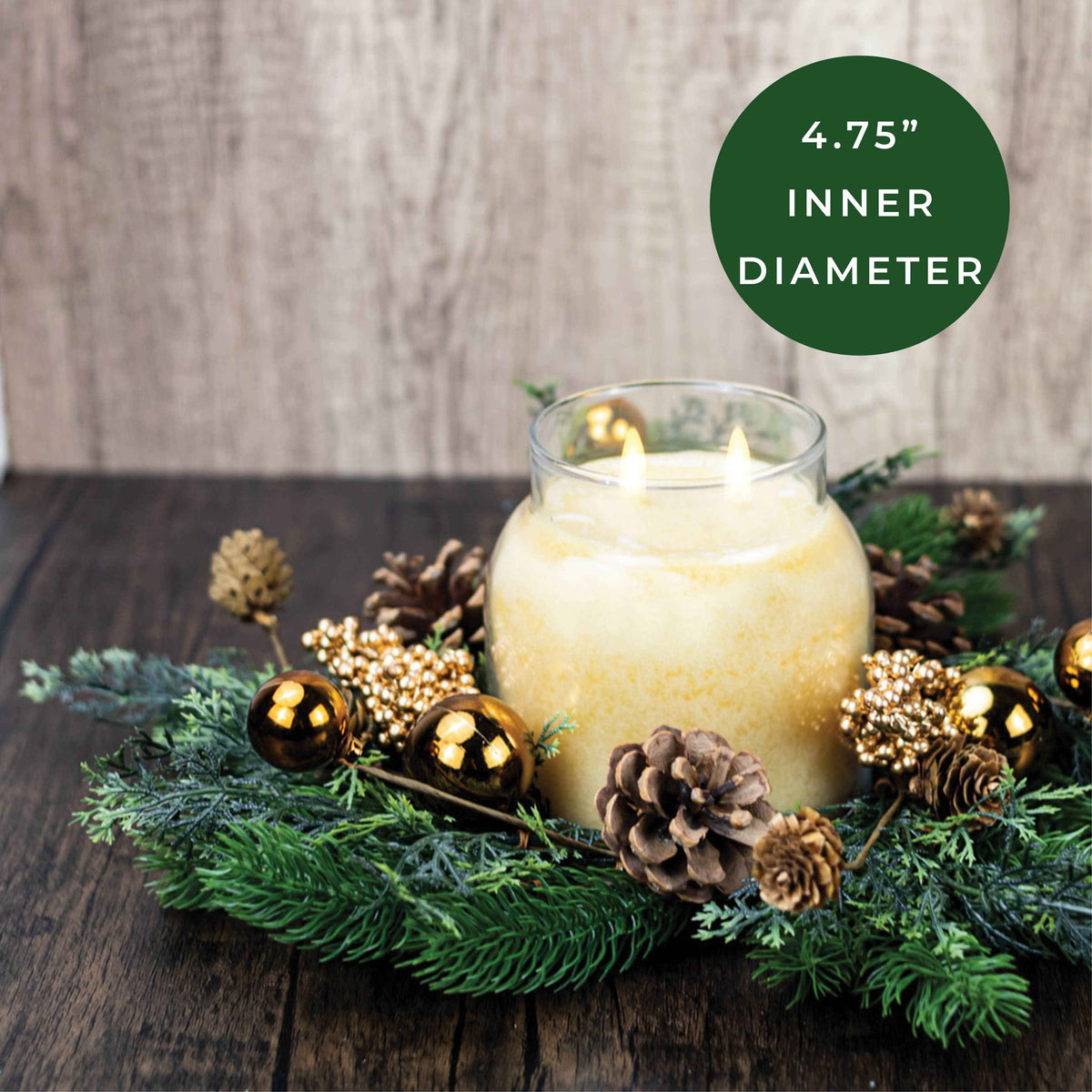 Golden Pine Candle Ring – Christmas Holiday Home Decor