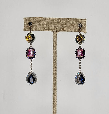 Three Stone Handmade Dangle Post Earrings