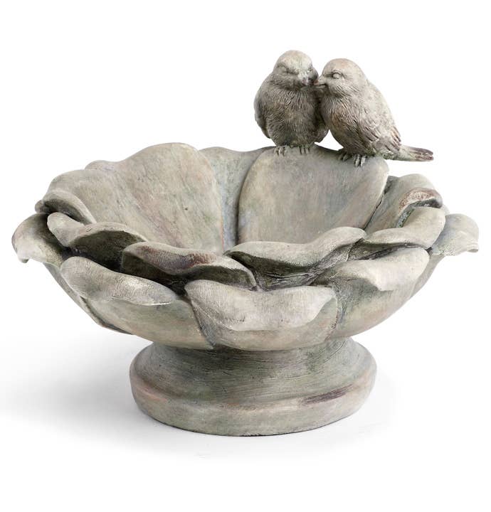Garden Bird Bath with Sculpted Birds