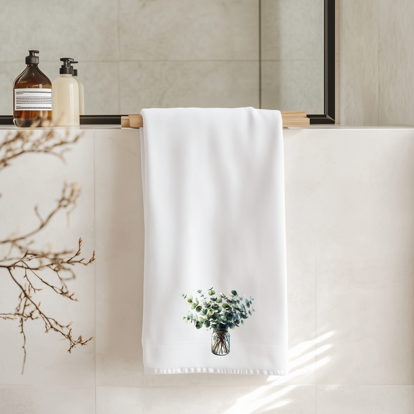 Eucalyptus Hand Towel, Botanical Bath Accent, Powder Room