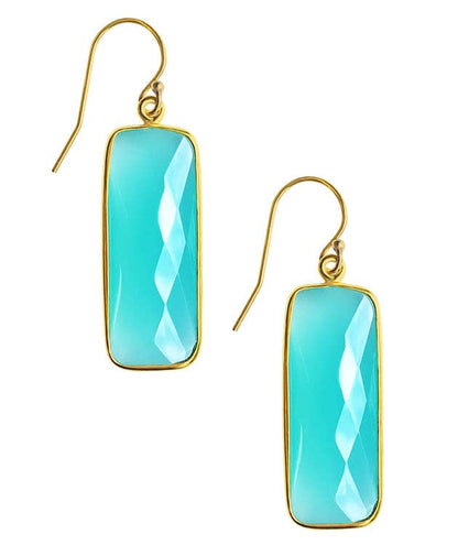 Rectangular Faceted Aqua Blue Chalcedony
