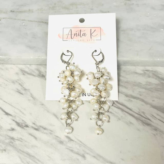 Anita K By Blushing Pink - Freshwater Cluster Drop Dangle Earring