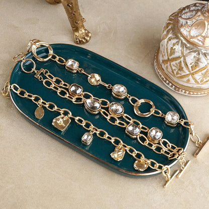 Statement Chain Bracelets with Reflective Crystals
