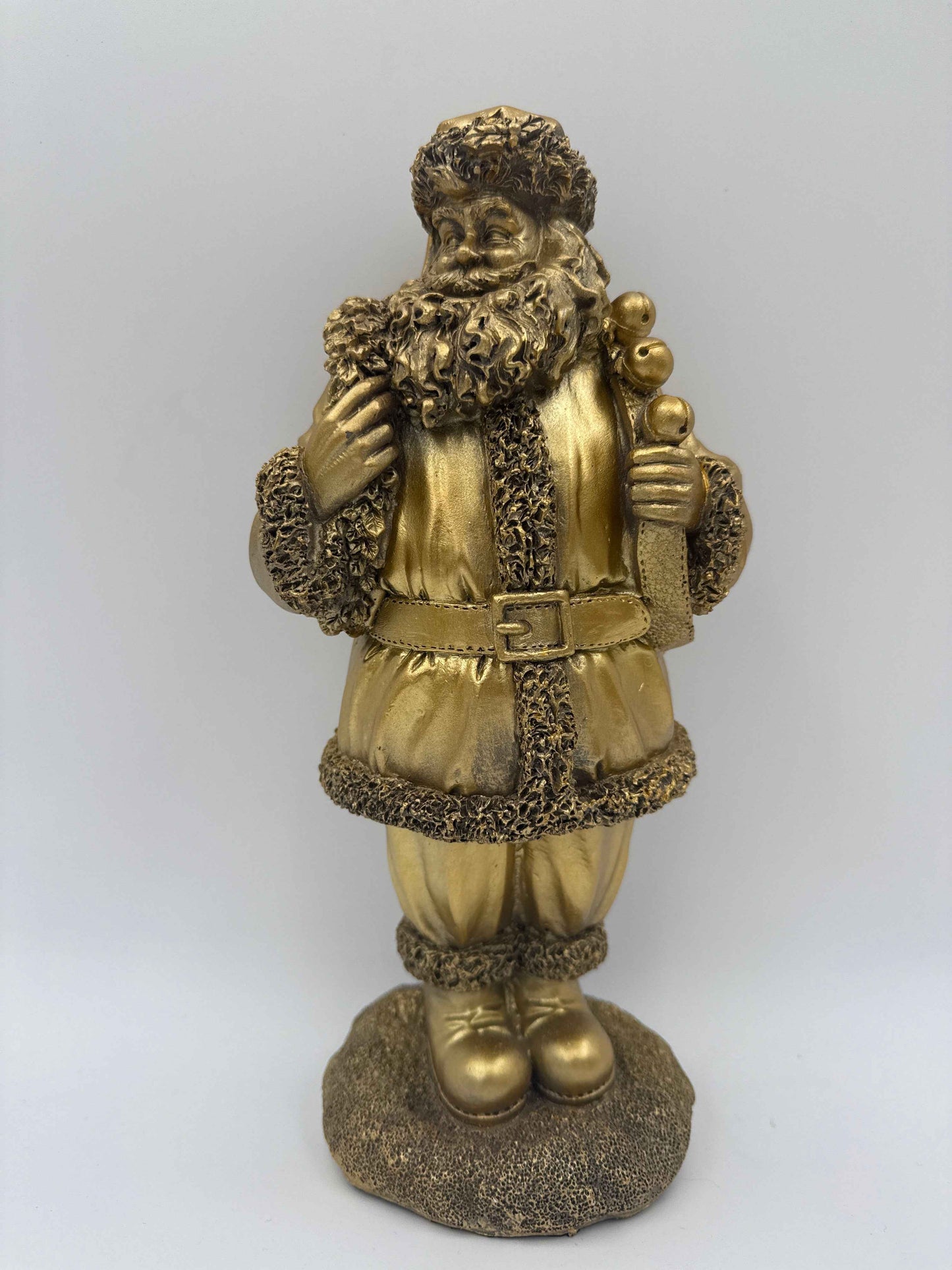 Antique Gold Resin Santa's-Set of 2
